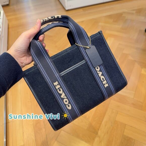 NWT Coach CCL67 Smith Tote Bag 24 Regenerative Cotton &Leather Dark Denim Multi - Picture 1 of 10